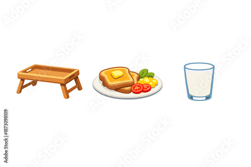 Food and beverage icon set. Featuring breakfast, plate, toast, butter, vegetables, milk, table, meal and more.