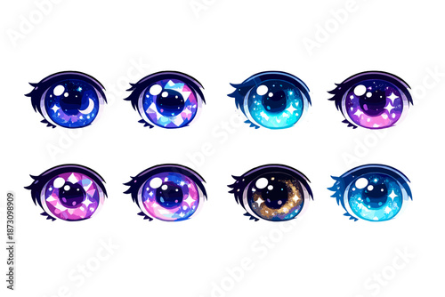 Cosmic and Celestial Eye Icon Set: Featuring galaxy, star, dream, vision, night, shimmer, elegance, cosmos, sparkle, nebula and more.