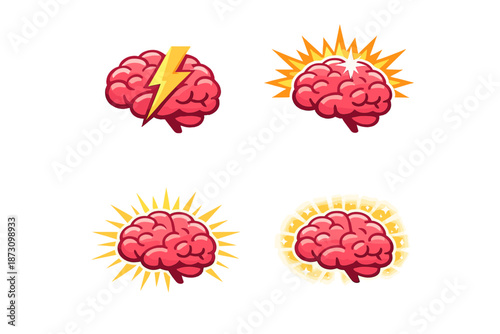 Cognitive and brain icons set. Featuring thought, intelligence, knowledge, mind, neurons, memory, creativity, and more.
