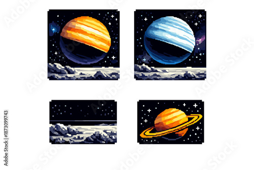 Space and planet icon set. Featuring galaxy, stars, universe, solar, asteroid, nebula, comet, orbit, extraterrestrial, exploration, astronomy,