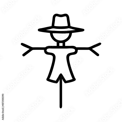 A scarecrow icon bold outline vector illustration design