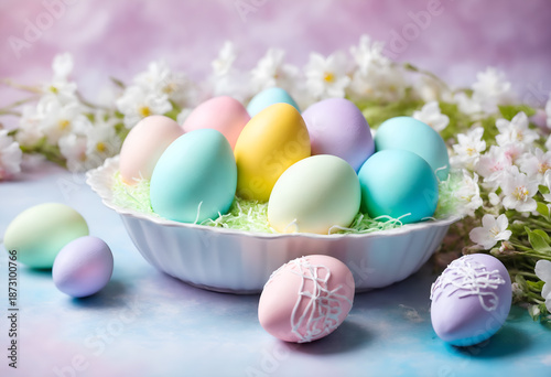 Easter pastel colorful eggs