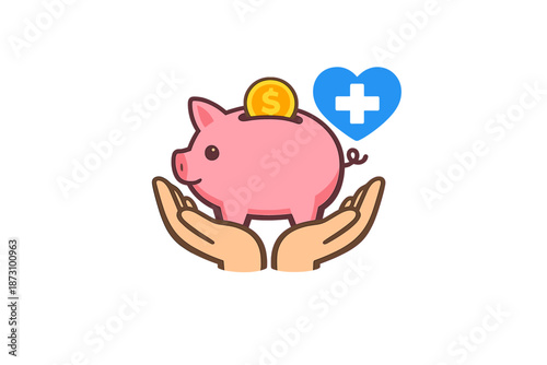 Finance and savings icon set. Containing piggy bank, money, investment, budget, coins, wealth, expense, profit, and more.