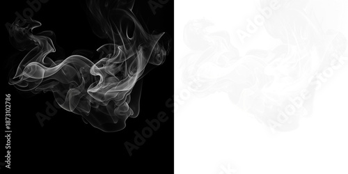 Slika na platnu White Smoke Illustration Vector Realistic Steam Clouds Fog Water Vapor Isolated