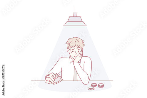 Hormones and pregnancy influence concept. Young pregnant woman standing crying feeling like raining depression and unhappiness crisis vector illustration