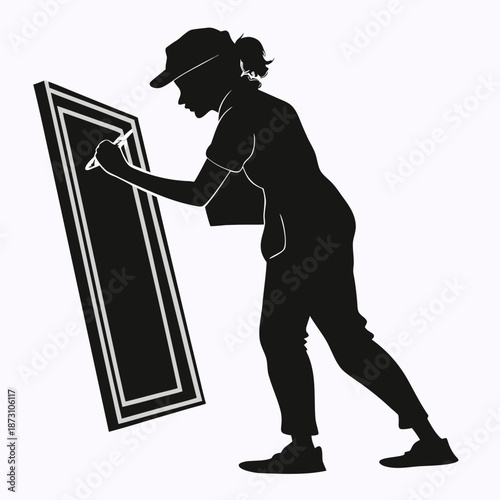 Person writing on chalkboard