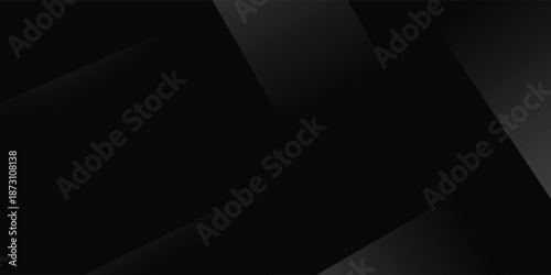 Modern black white abstract background. Minimal. Gradient. Dark grey banner with geometric shapes, lines, stripes, triangles. Design. Futuristic. Cut paper or metal effect. Origami, mosaic, geometry.
