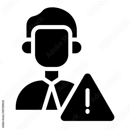 Risk manager  icon warning and attention glyph style vector illustration