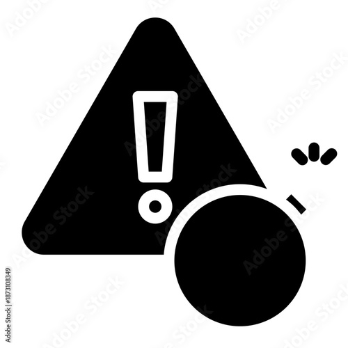 icon warning and attention glyph style vector illustration
