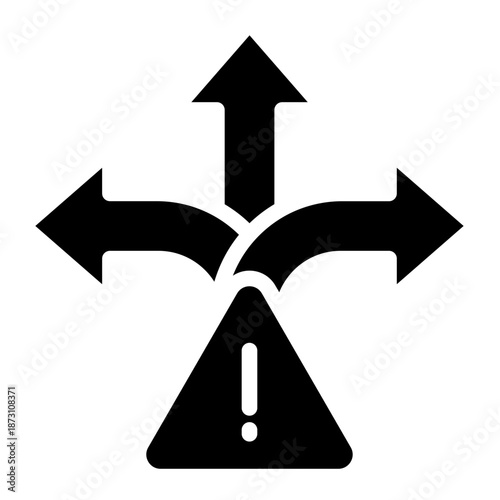 Decision Warning icon warning and attention glyph style vector illustration