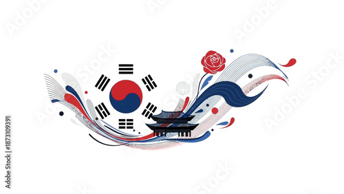 South Korea Culture: Flag, Palace and Abstract Design