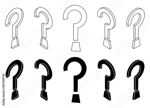set of question marks vector silhouettes