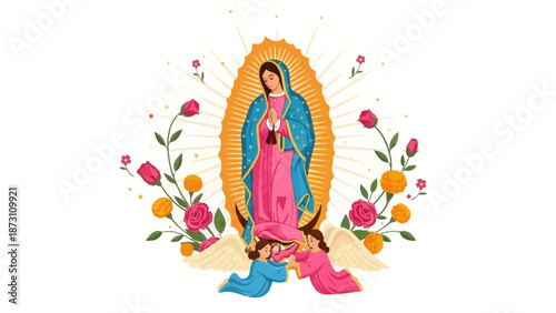 Our Lady of Guadalupe with Angels and Roses