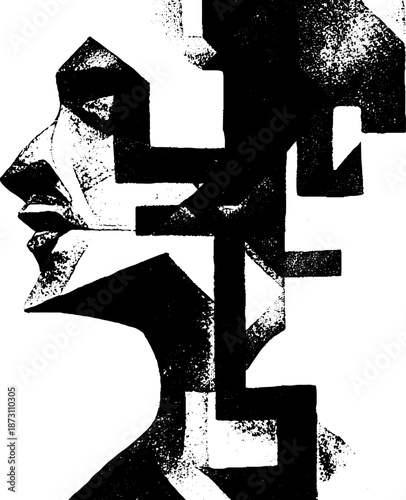 Abstract geometric portrait of a caucasian female
