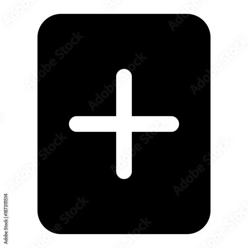 Minimalist plus add button icon in black rounded square