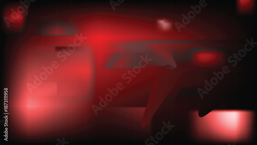 Shadows dance beneath crimson light in a moody abstract realm