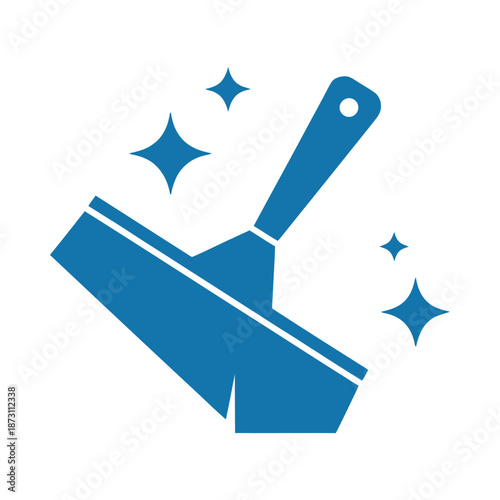 Blue squeegee with sparkles for cleaning windows and surfaces