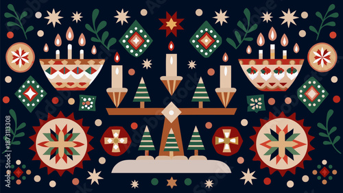 Vibrant Kwanzaa celebration with traditional kinara candles