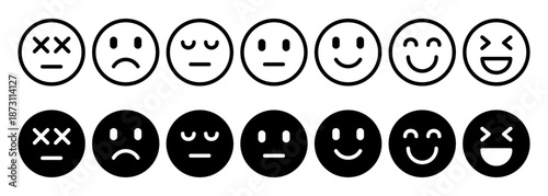 rating and feedback emoticons with happy, neutral, sad emojis | for customer reviews, surveys, and gauging user satisfaction