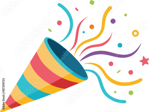Party Popper with Confetti Vector white background