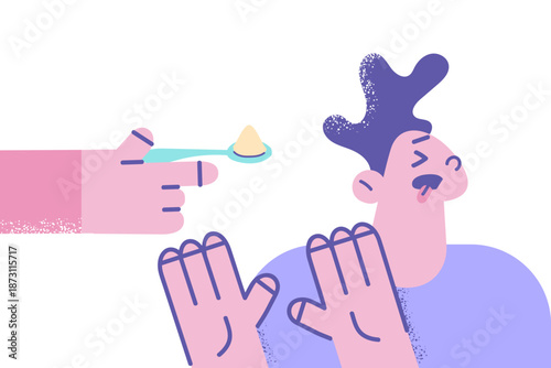 Stubborn boy child refuse eating food