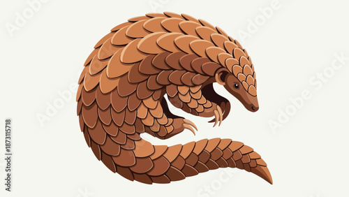 Pangolin illustration with textured scales on a white background