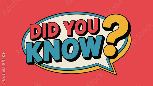 Did you know question text banner with colorful comic speech bubble style for fun facts, trivia, education, marketing and social media posts
