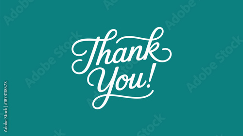Thank you typography lettering design in white on green background for appreciation message, gratitude card, banner and branding use