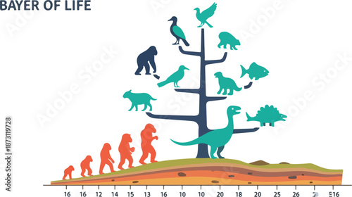 Evolutionary Tree of Life Illustrating Species Development and Biodiversity.