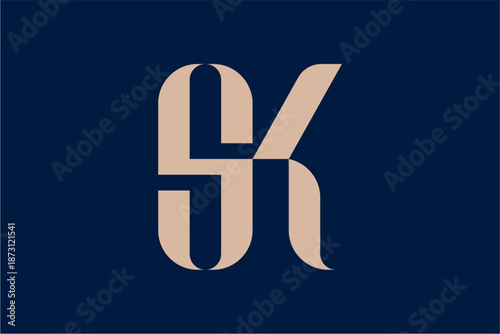 SK Letter Geometric Elegant Logo