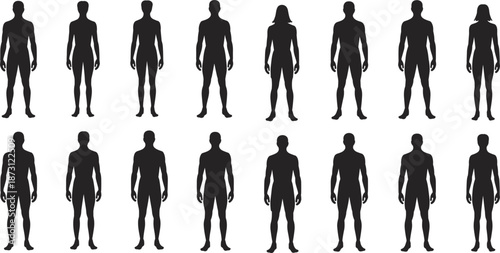 Diverse Human Silhouettes Standing Full Body Male and Female Figures people