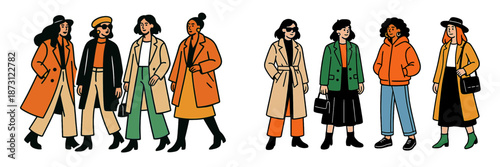 Fashionable friends showcasing diverse styles in urban setting