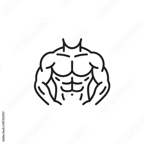 Muscular Man Chest and Abs Line Art