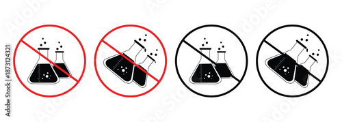 Vector Lab Flask and Test Tube Icons Set – Chemistry, Science, Potion, Laboratory, Erlenmeyer, Chemical Bottle, Magic Drink Illustration, Editable Vector"