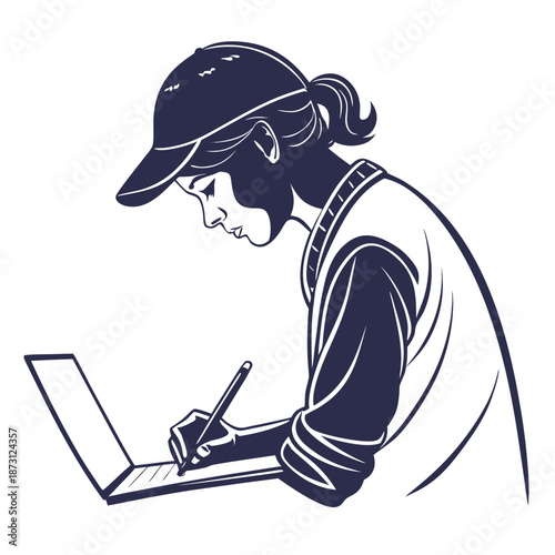 Woman working on laptop