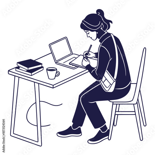 Student studying with technology