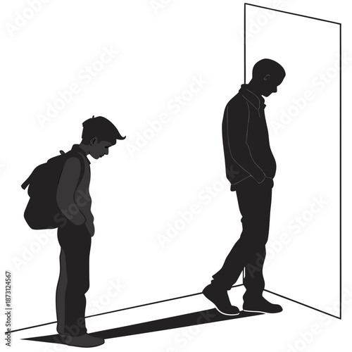 Two individuals waiting in line