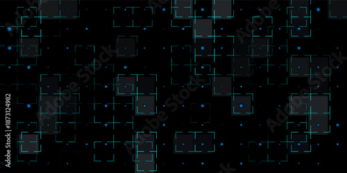 Hud Tech Background. Abstract Technology Grid. 3D Digital Line Interface Pattern. Game Blueprint Futuristic Data Bg. Vector Future UI Texture. Science Screen Cyber Landscape. Wireframe Digital Design