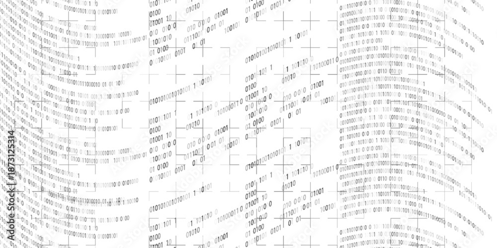 Fototapeta premium Binary code wave — abstract digital background with data flow made of zero and one digits, symbol of information technology, coding, artificial intelligence, and virtual cyberspace network