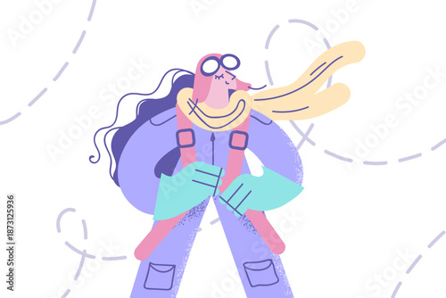 Smiling man pilot in retro formal uniform