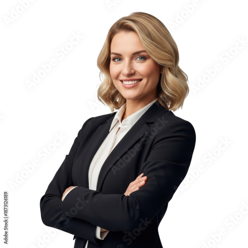 Confident businesswoman portrait isolated on transparent background