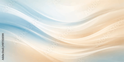 Smooth abstract blue background featuring flowing waves of light and soft silk texture with a yellow line pattern for a modern motion wallpaper design