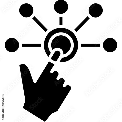 Hand touching connected nodes Icon