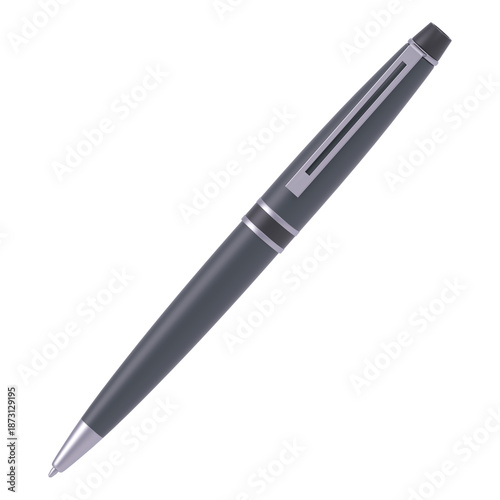 black pen 3d render icon in cartoon plastic style minimal isolated on transparent white background	
