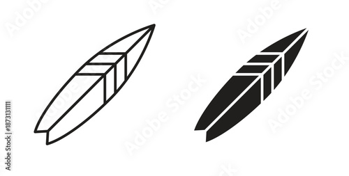 Surf board icon in simple flat trend modern graphic design abstract logotype element