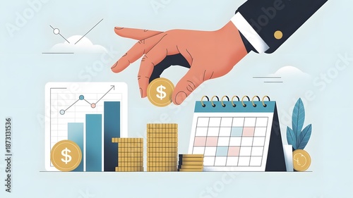 Financial Analytics and Business Performance Report Concept Illustration