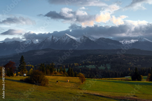 Tatra Mountains view from Lapszanka in southern Poland