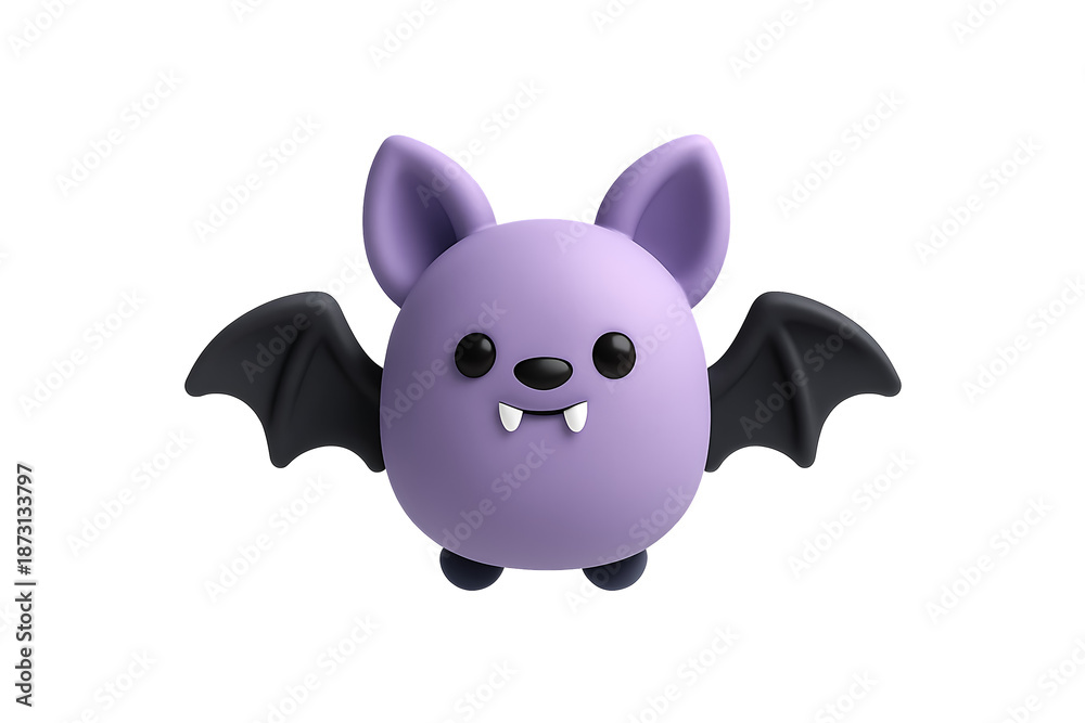Fototapeta premium Cute 3D purple bat character for Halloween designs