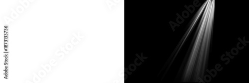 Fotografi White spotlight light rays isolated on transparent background, dramatic stage li