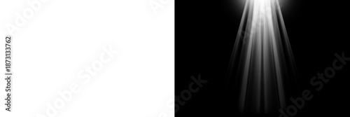 Foto White spotlight light beams isolated on transparent background, dramatic stage l